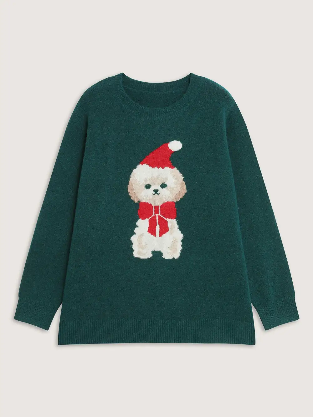 Festive Puppy Jacquard Pattern Pullover