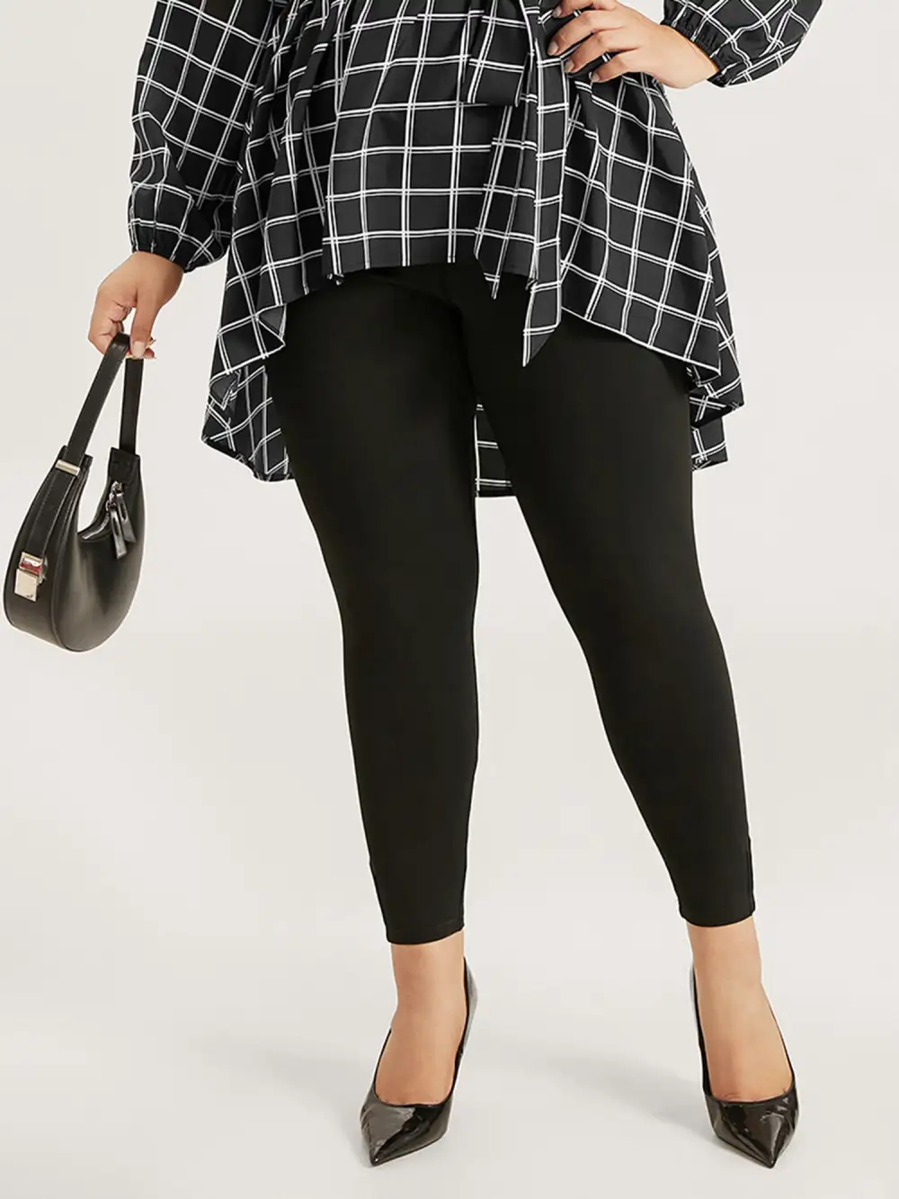 High Rise Pleated Elastic Waist Skinny Leggings