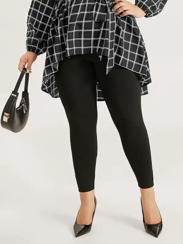 High Rise Pleated Elastic Waist Skinny Leggings