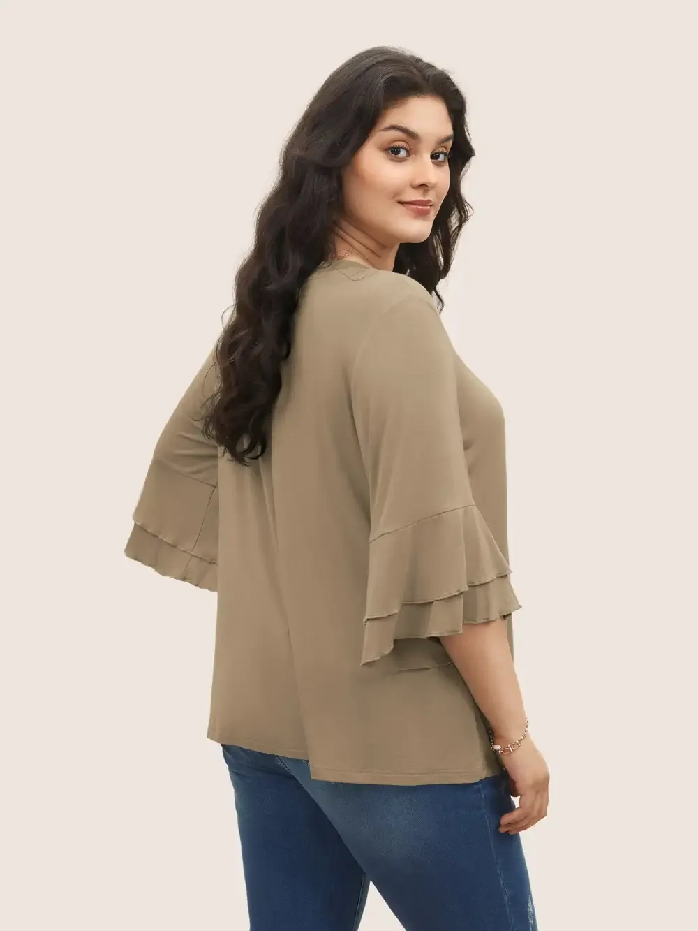 Supersoft Essentials Ruffle Layered Sleeve Pleated T-Shirt