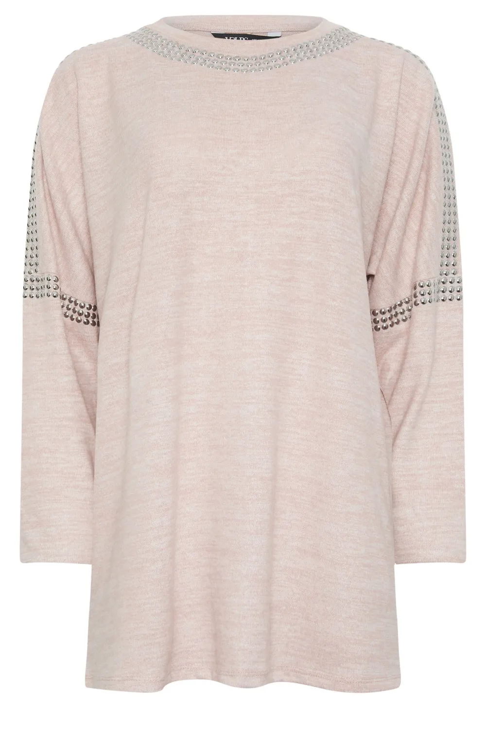 YOURS Curve Light Pink Stud Batwing Sleeve Jumper