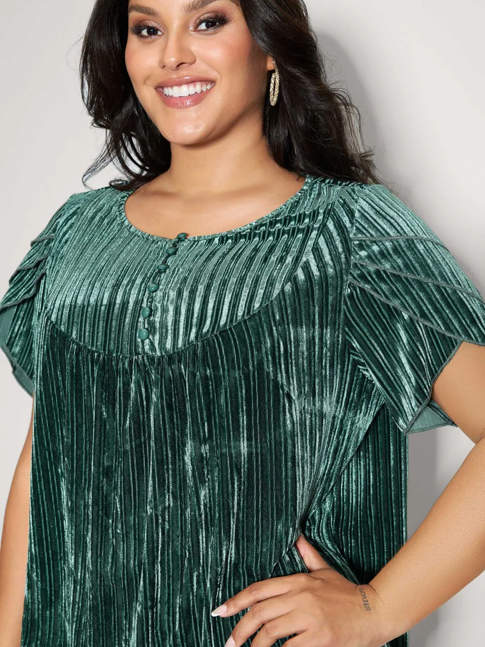 Striped Velvet Layered Sleeve Top