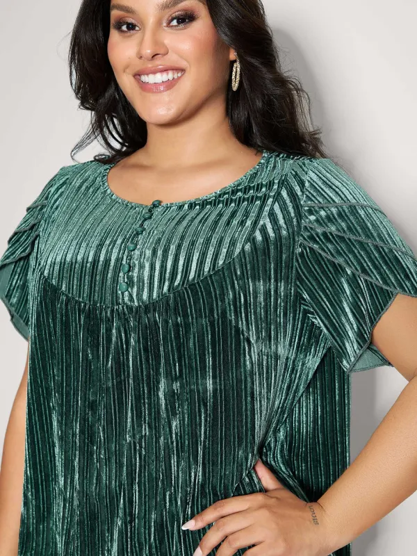 Striped Velvet Layered Sleeve Top