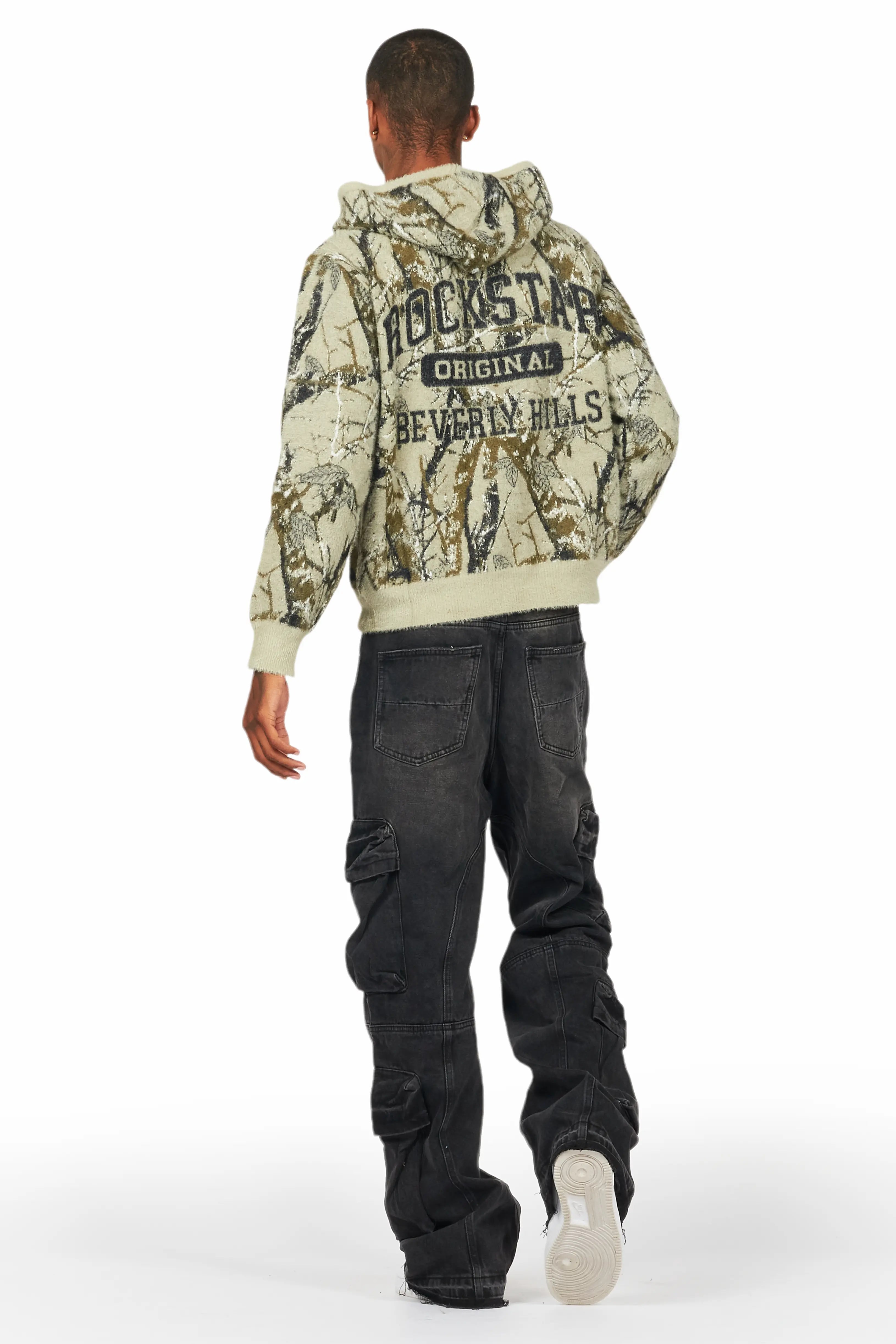 Gregor Black Baggy Fit Cargo Jean