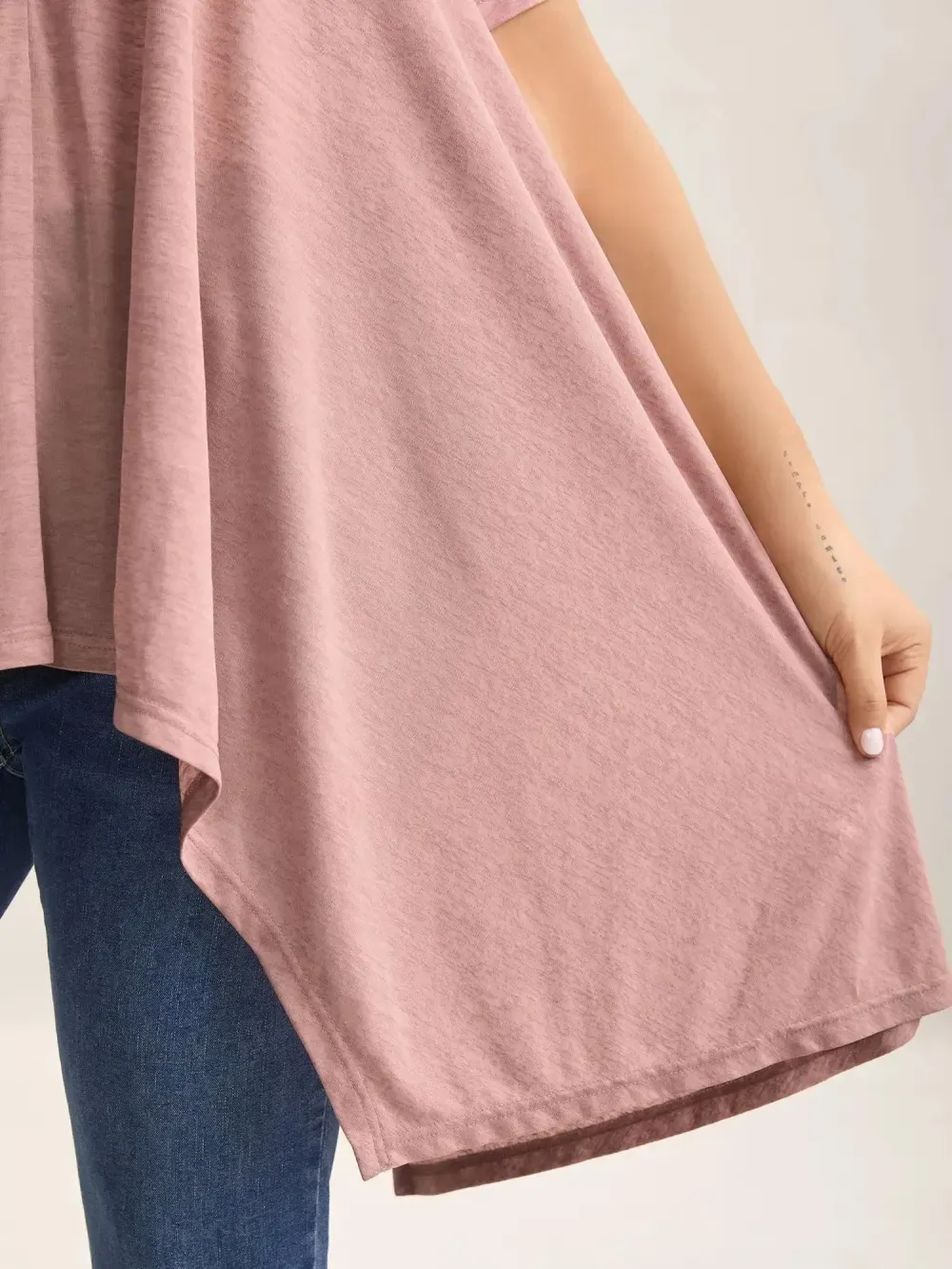 Handkerchief Hem Plain Oversized T-Shirt