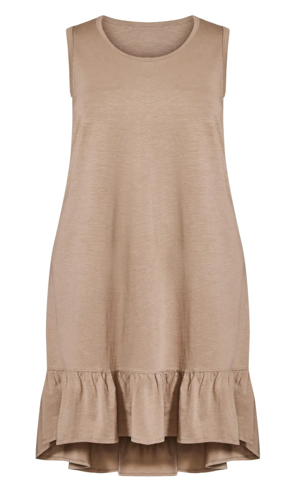 Evans Brown Ruffle Drape Pocket Tunic Dress