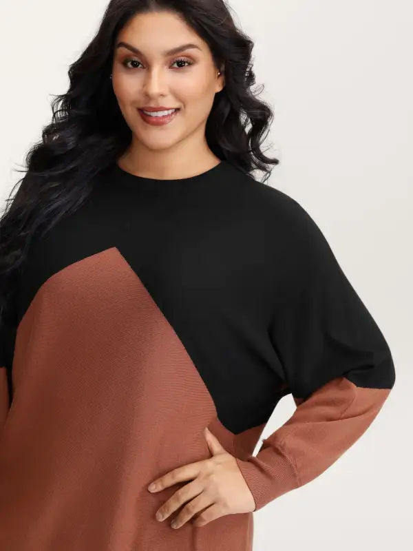 Color Contrast Dolman Sleeve Pullover