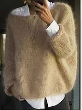 Women's Sweater Casual Soft Pure Color Ribbed Crew Neck Knitted Long Sleeve Regular Tops Knit Outdoor Daily Weekend Black Pink Fall Winter