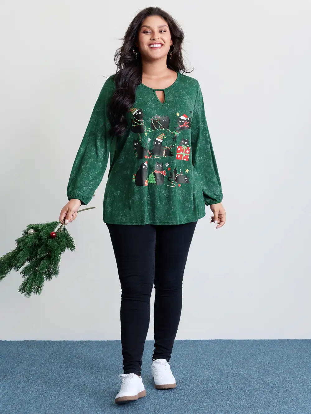 Holiday Cat Snowflake Effect T-Shirt