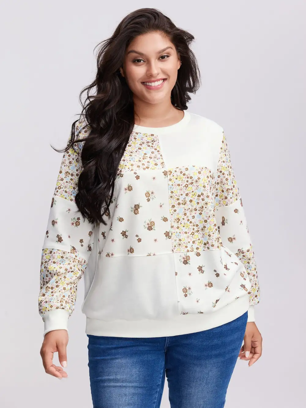 Floral Patchwork Pattern Sweatshirt
