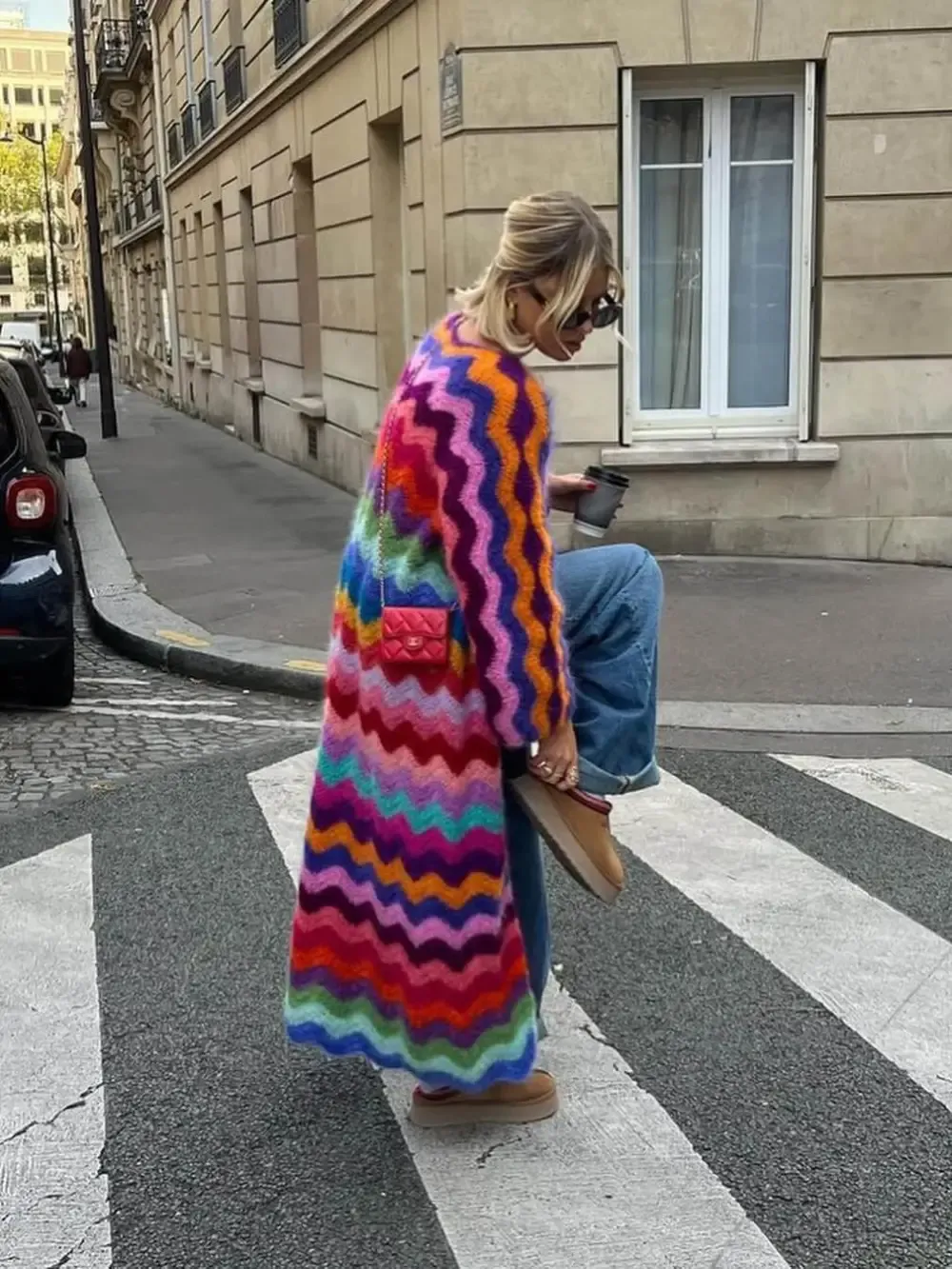 Colorful Zigzag Knit Cardigan
