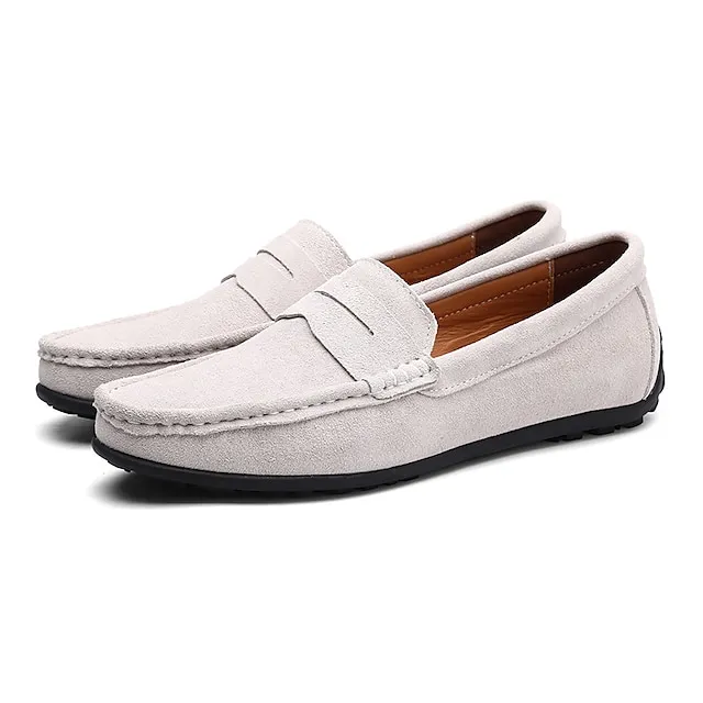 Men's Loafers & Slip-Ons Suede Shoes Comfort Shoes Driving Loafers Casual Outdoor Daily Suede Black Navy Blue Khaki Spring Summer