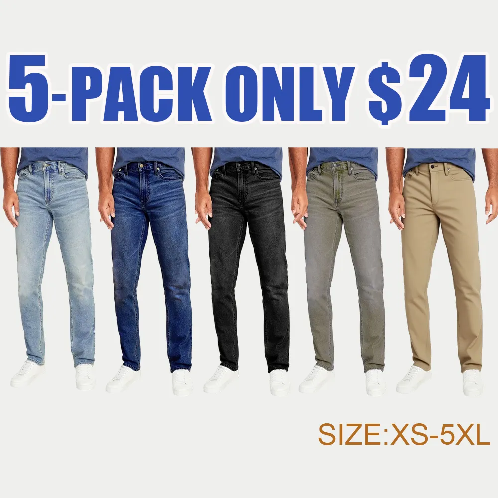 Men's Flex Stretch Slim Straight Jeans Classic Denim Menswear