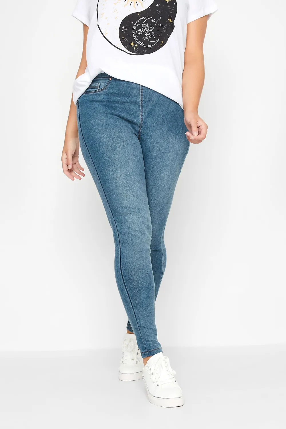 YOURS FOR GOOD Curve Indigo Blue Pull On Bum Shaper Stretch LOLA Jeggings