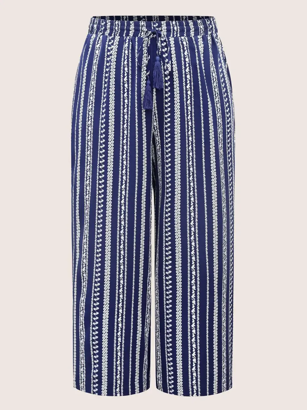 Bandana Striped Tassel Drawstring Wide Leg Pants