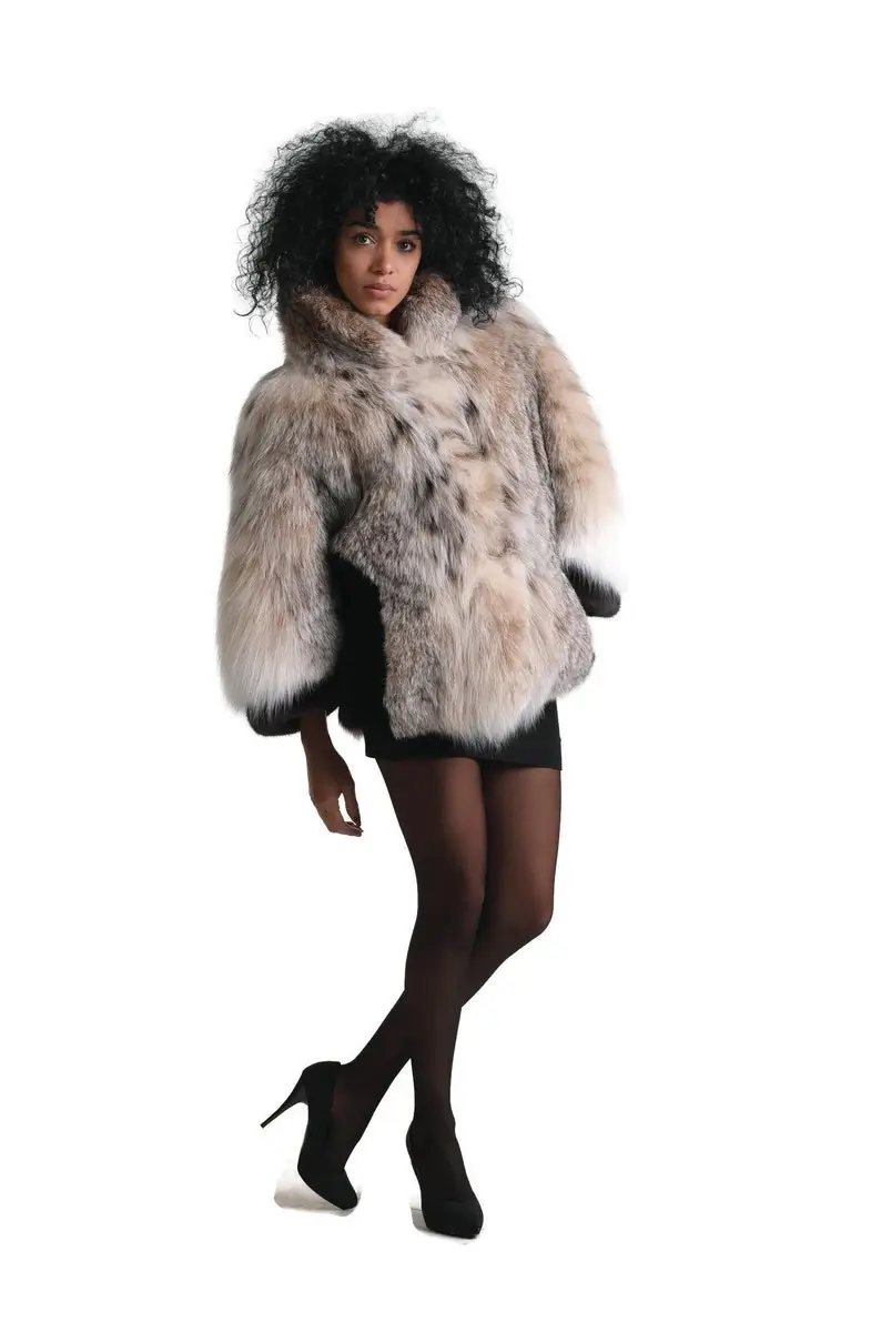 Multicolored Fox Fur Waist Length Jacket