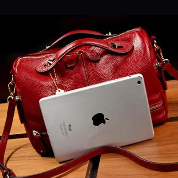 Cowhide PU Leather Handbag Multi Pockets Crossbody Bag