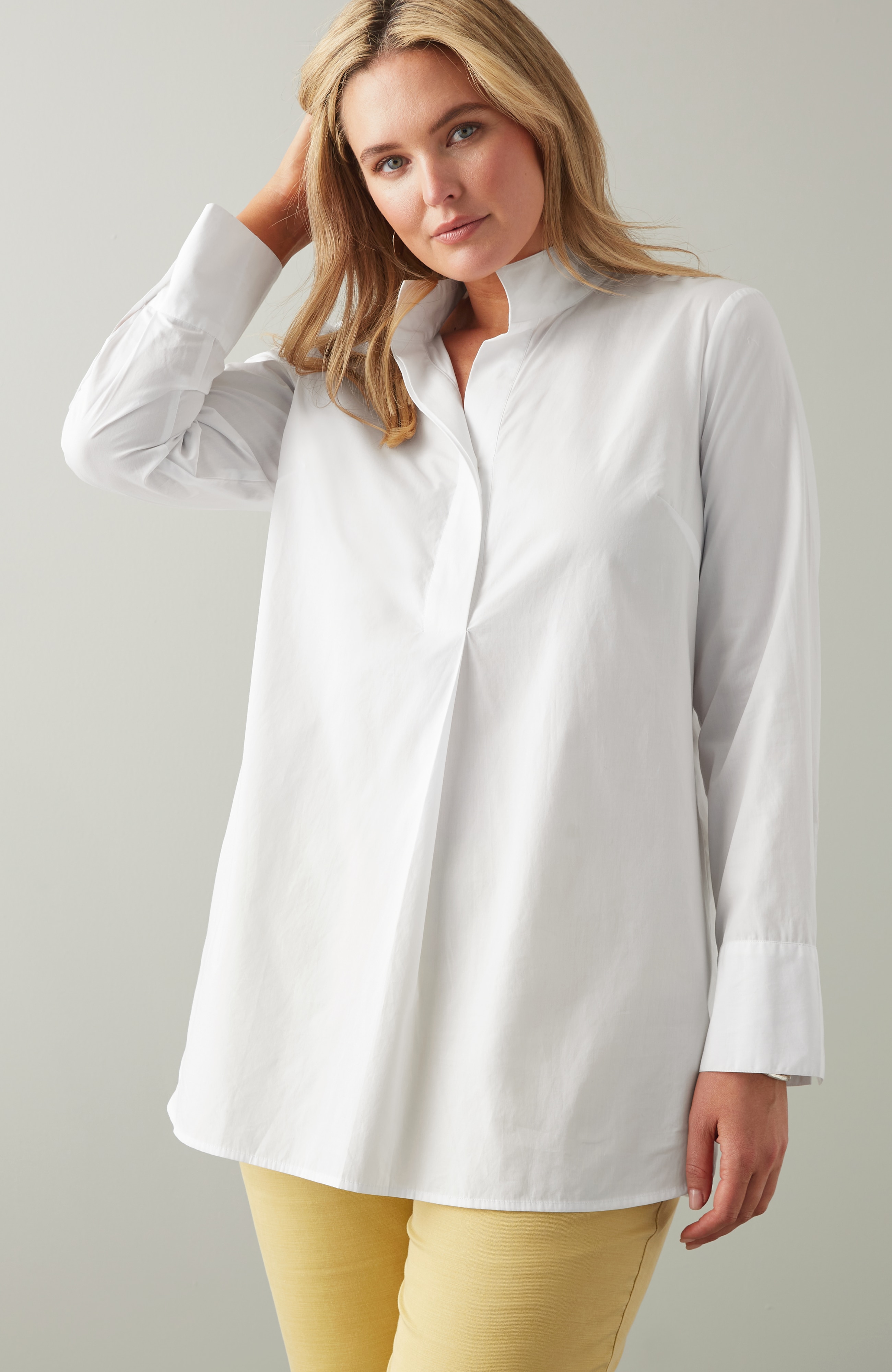 Cotton Stand-Collar Tunic