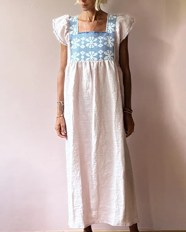 Resort-style panelled linen dress 52df