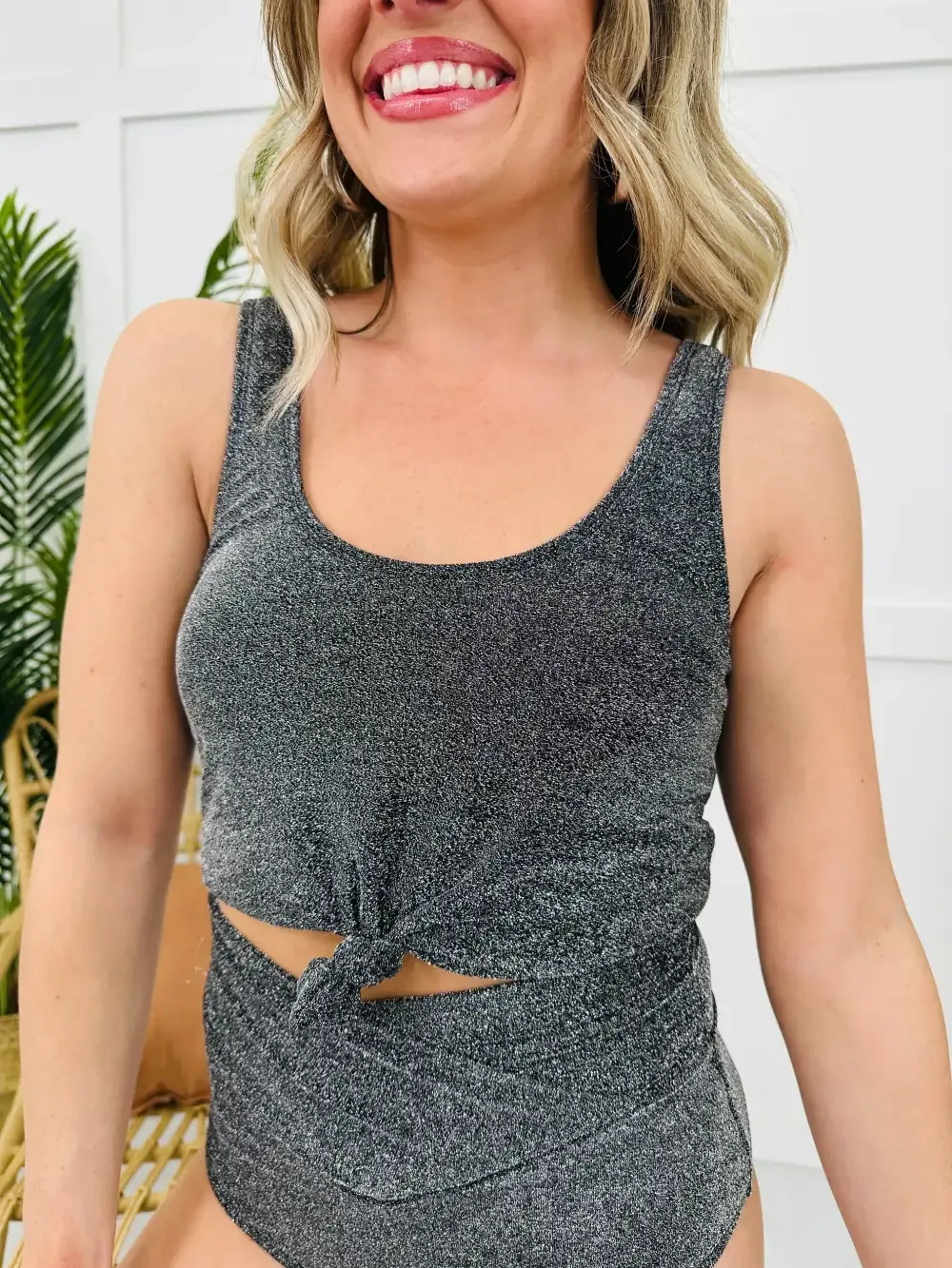 The Mari Swim Top in Black Shimmer