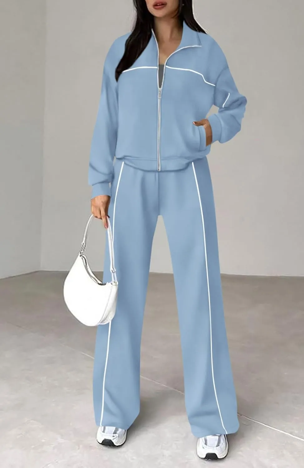 Women's Two Piece Tracksuit Fall 2024 Long Sleeve Jogger Sweatsuit Sets