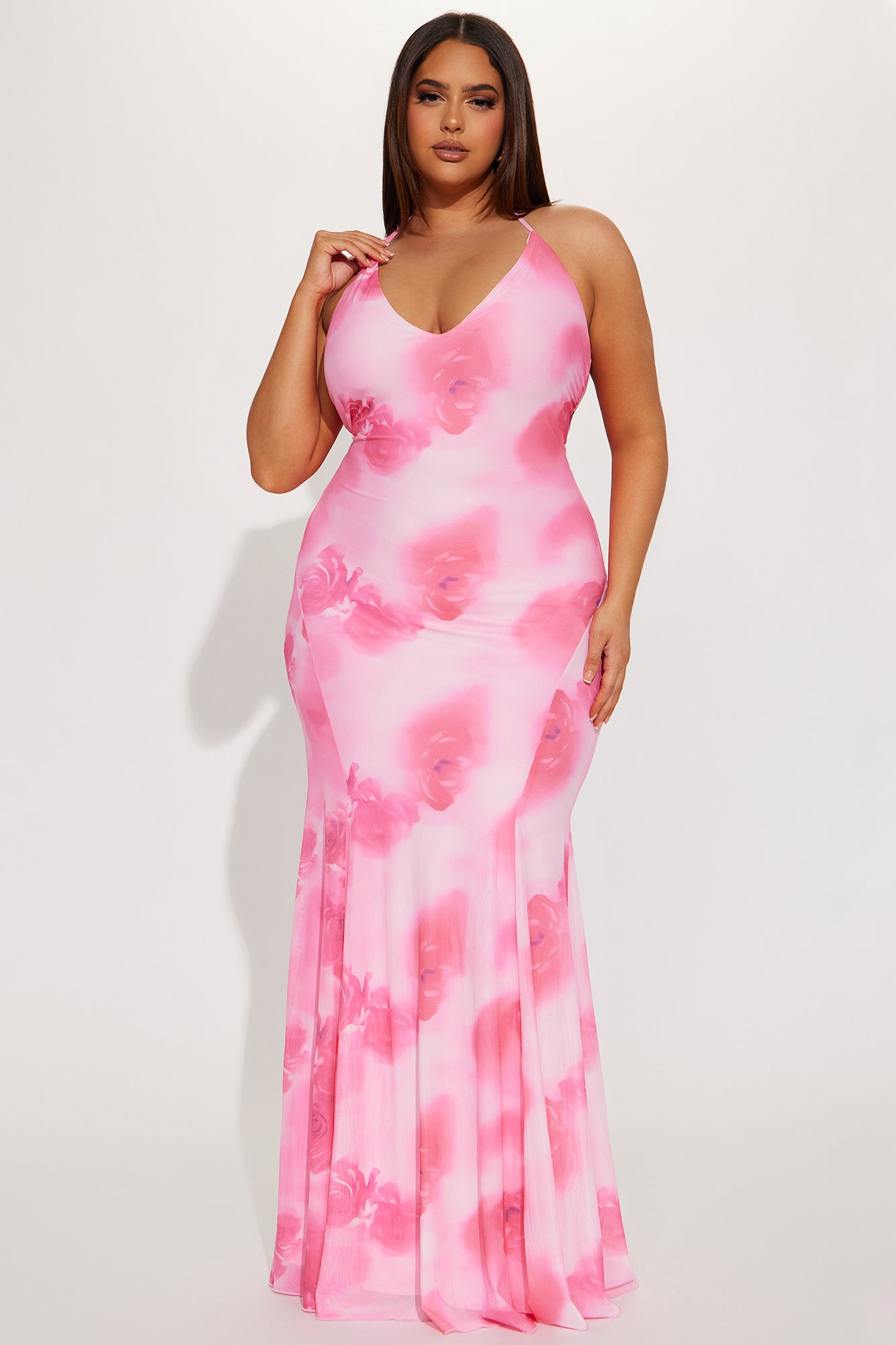 Darsi Mesh Maxi Dress - Pink/combo