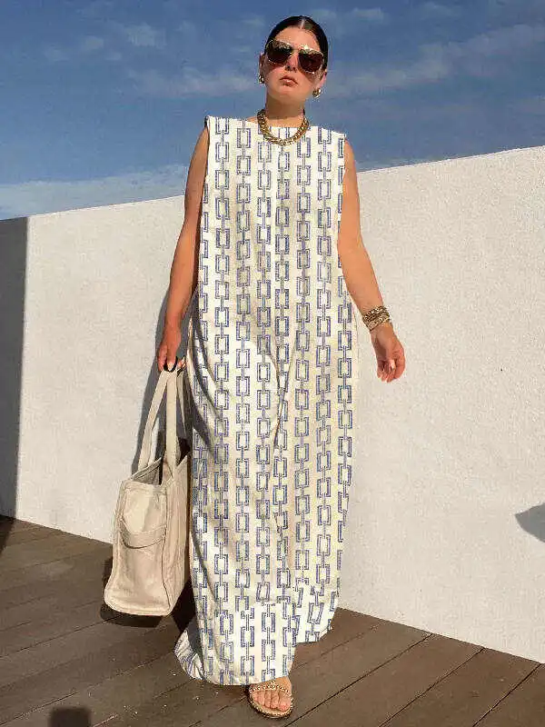 Urban Sleeveless Loose Printed Split-Joint Jumpsuits Bottoms