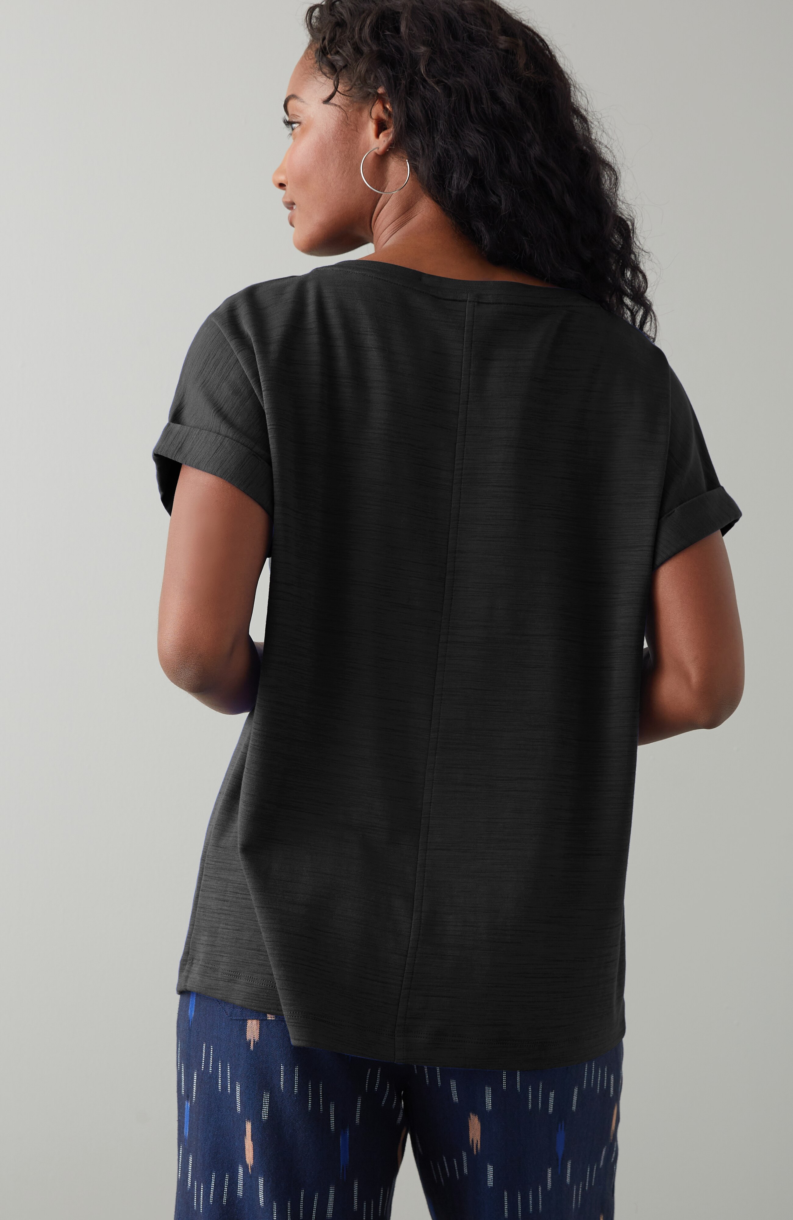 Pure Jill Slub Boat-Neck Tee