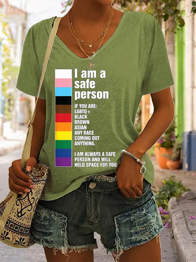 Women'S T-Shirt FI Am A Safe Person Pride Ally You Are Safe With Me LGBTQ T Shirt