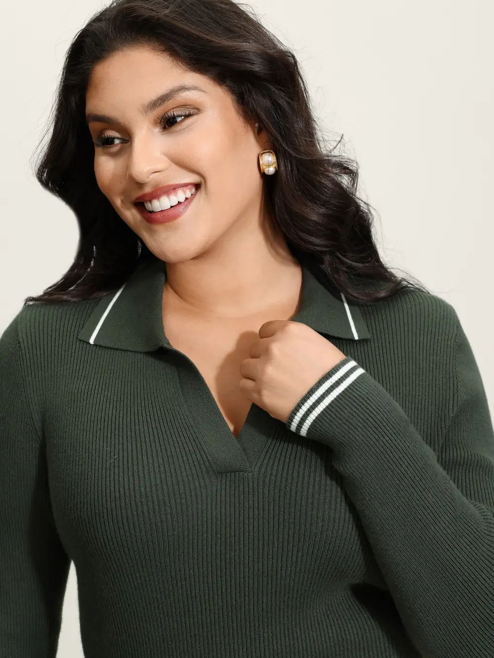 Supersoft Polo Collar Textured Fitted Pullover