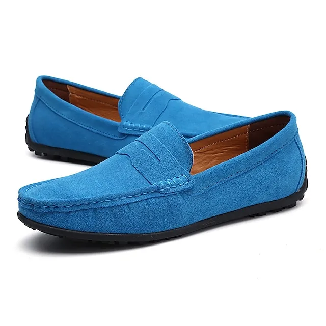 Men's Loafers & Slip-Ons Suede Shoes Comfort Shoes Driving Loafers Casual Outdoor Daily Suede Black Navy Blue Khaki Spring Summer