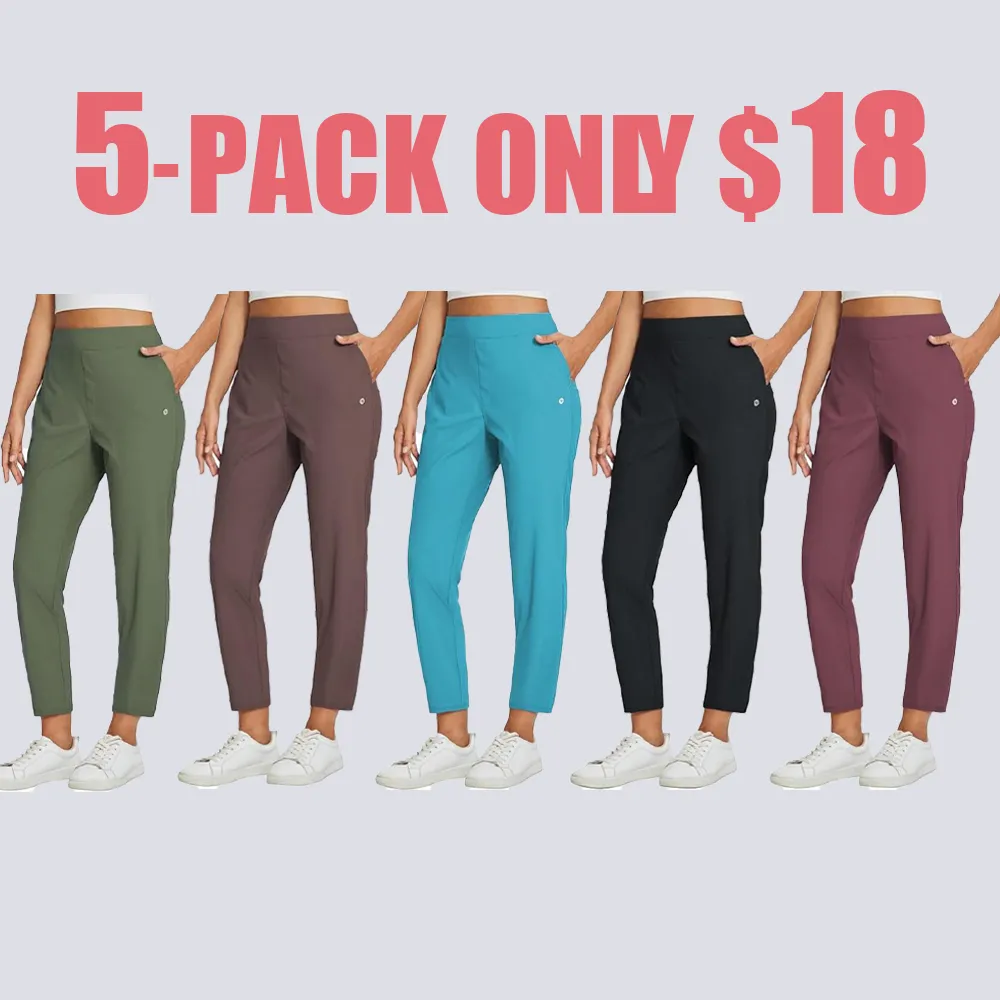 Women's Lightweight Travel Pants – 26''/27'' Ankle Stretch Pants with Zipper Pockets, UPF50