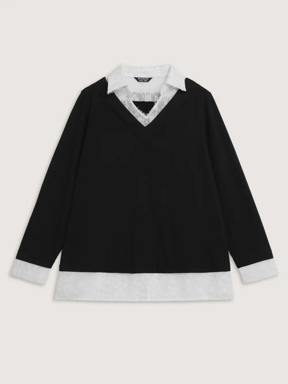 Stretchy Mixed Fabric Contrast Sweatshirt