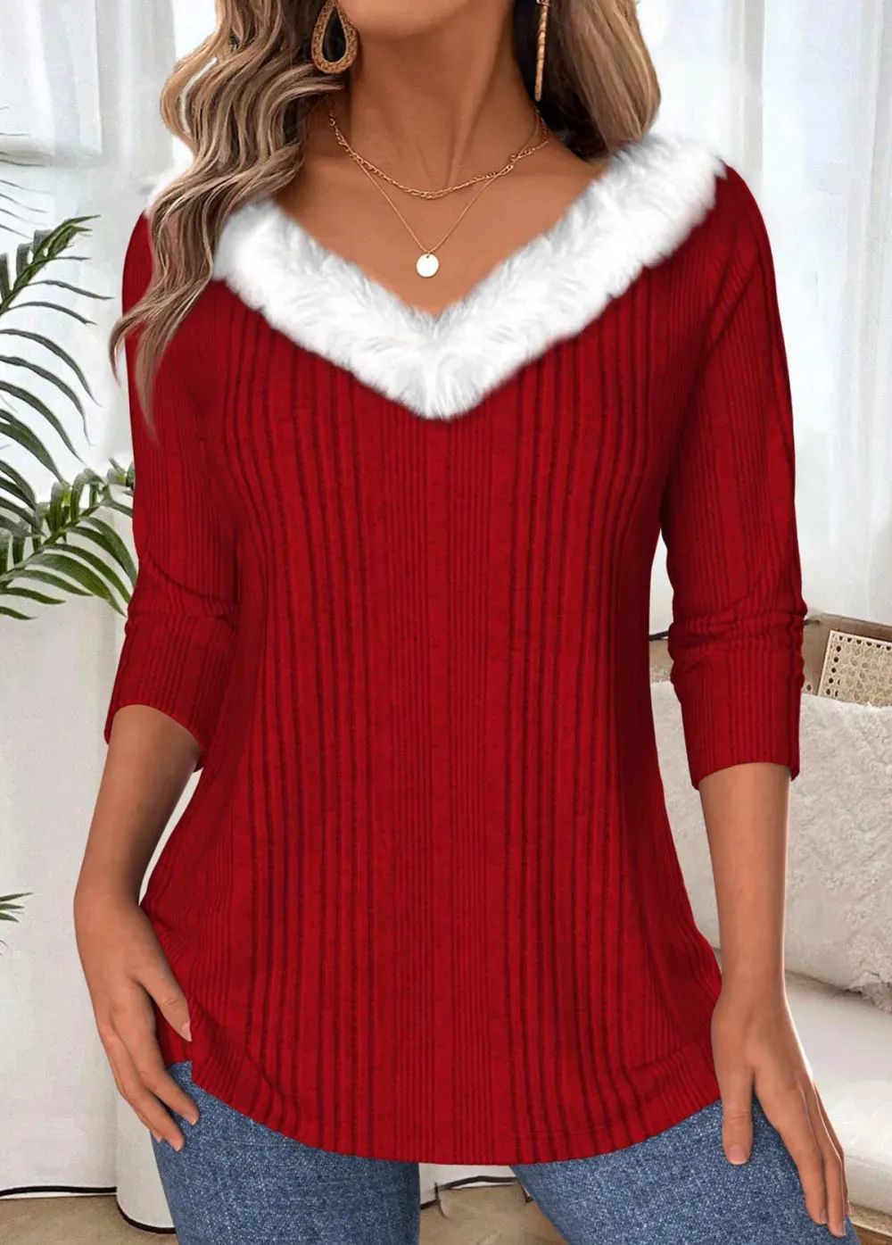 Wine Red Tummy Coverage Long Sleeve T Shirt