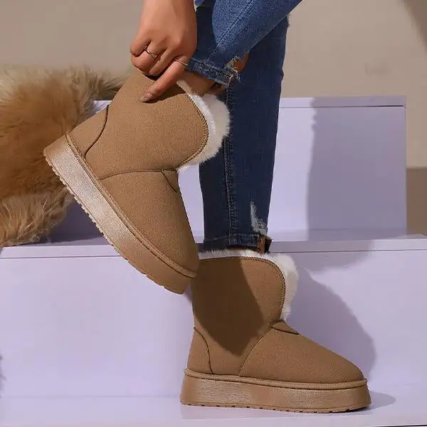 Women's Casual Plush Cuffed Thick-Soled Snow Boots 39973881S