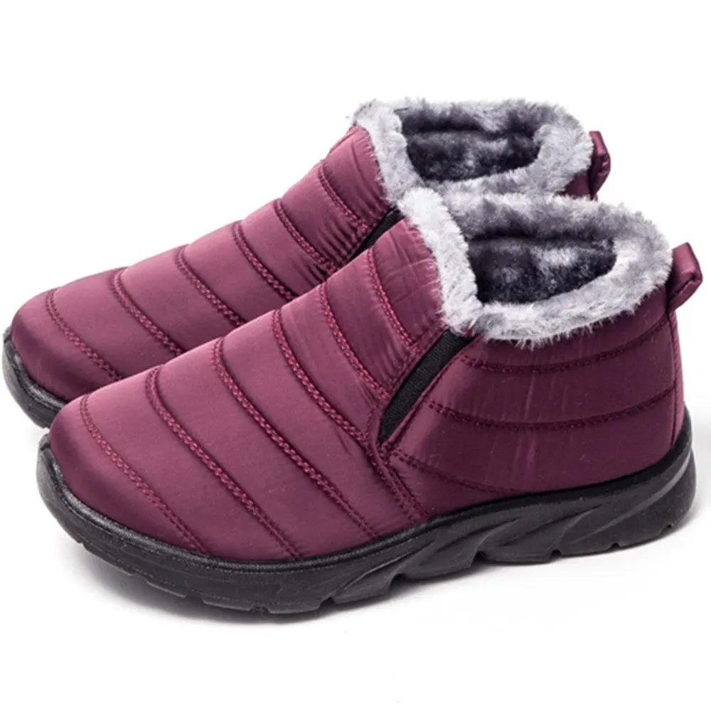 Warm Lining Casual Winter Waterproof Slip On Ankle Snow Boots