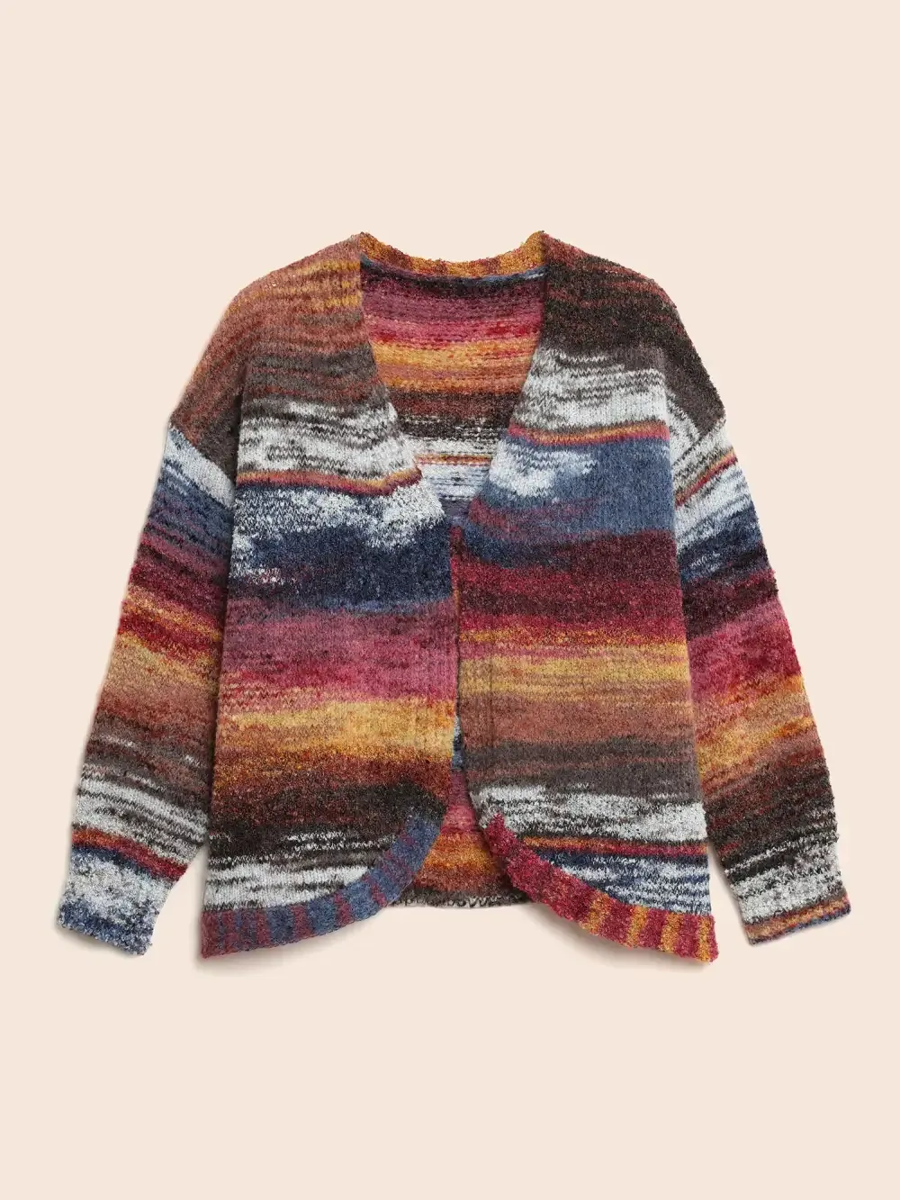 Ombre Open Front Curved Hem Cardigan