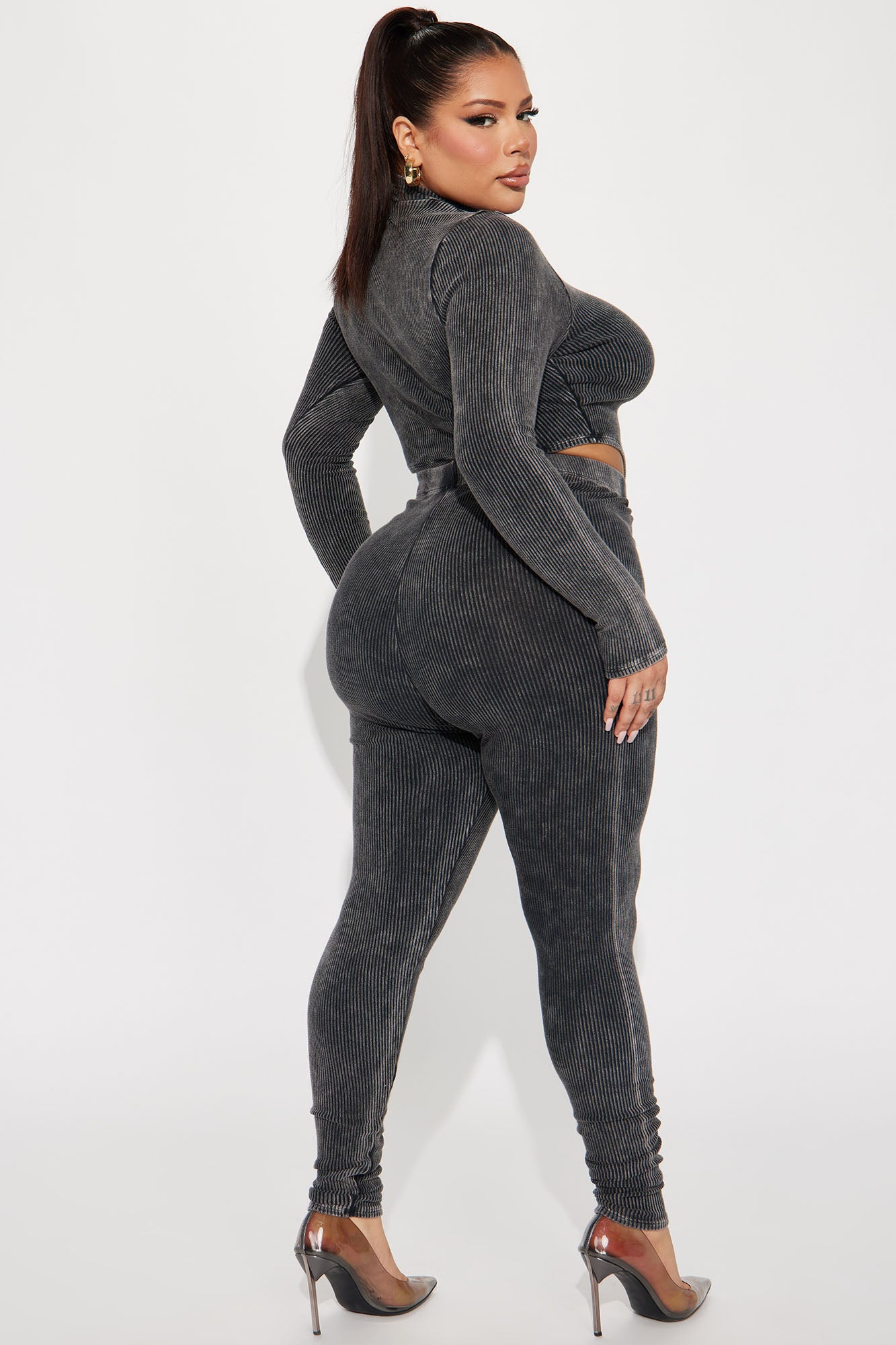 Can Tell It All Ribbed Legging Set 30 - Black