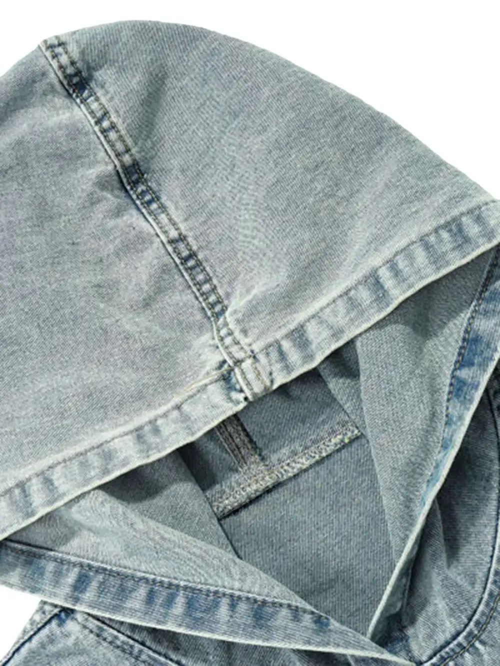 High Street Washed And Worn Denim Hoodie - 1464