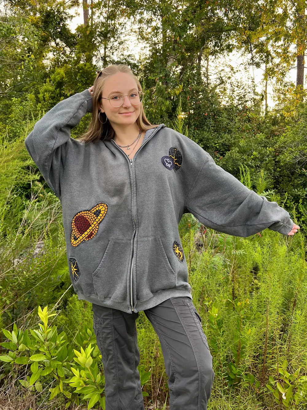 Grey Streetwear Leisure Hoodie Sweatshirts