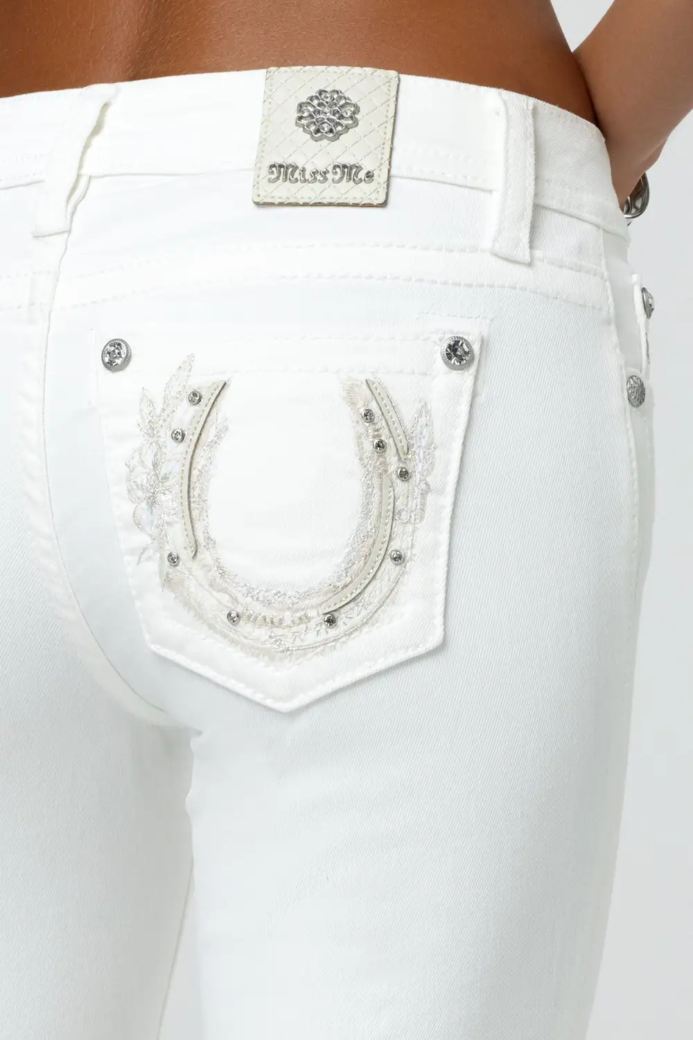 White Horseshoe Bootcut Jeans