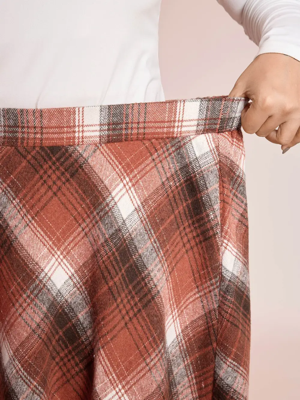 Pumpkin Plaid Print Halloween Midi Skirt