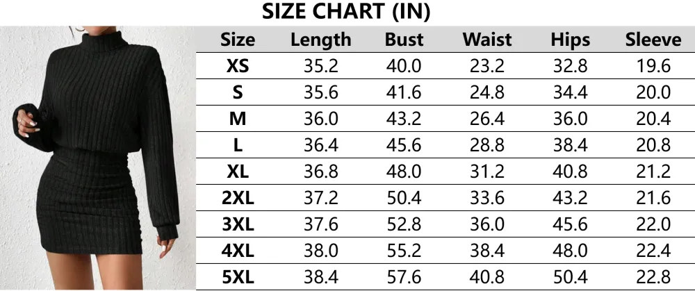 Women's Plain Drop Shoulder Turtleneck Ribbed Dress