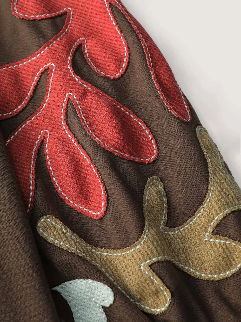 Floral Embroidered Patchwork Contrast Sweatshirt