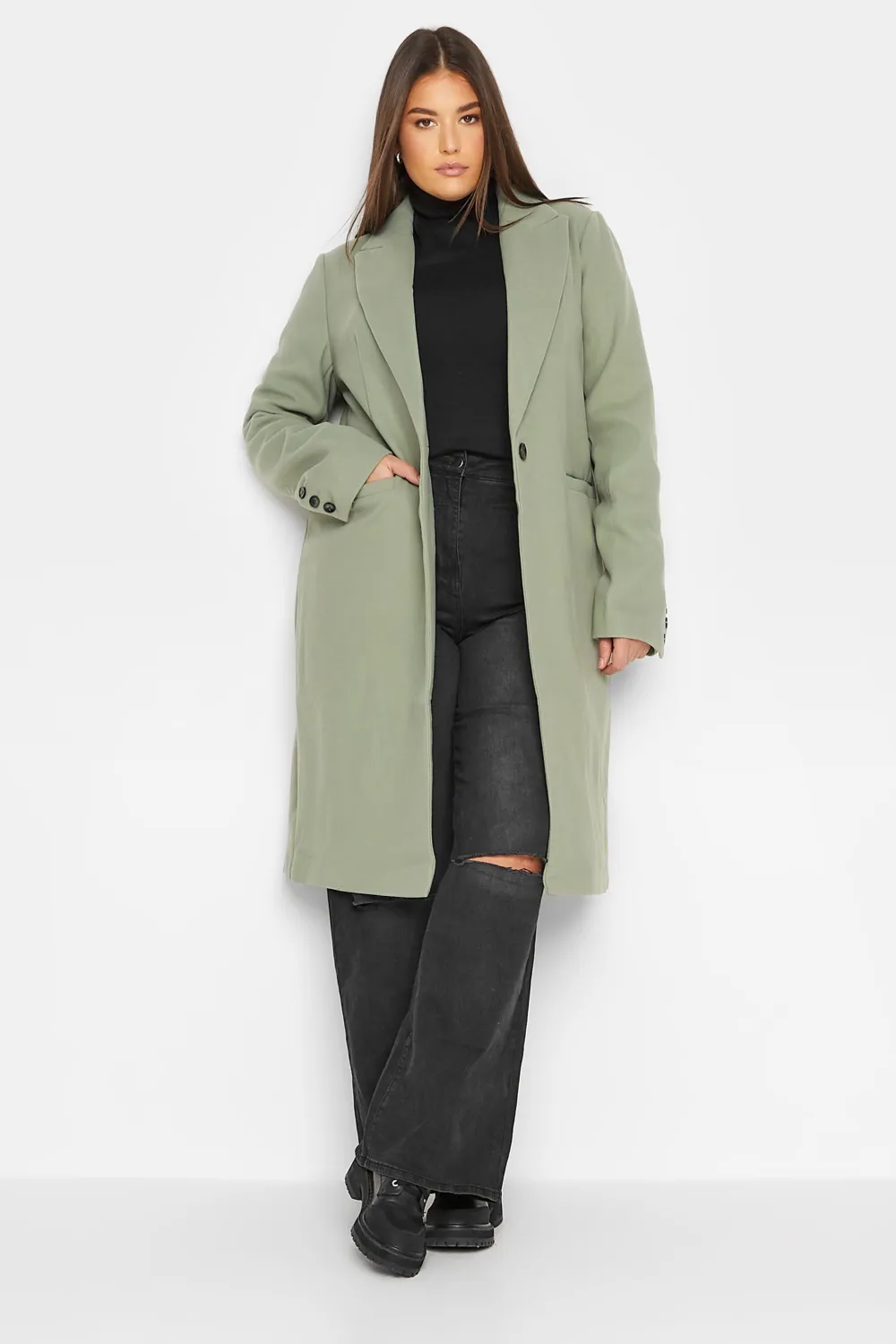 LTS Tall Blush Pink Midi Formal Coat