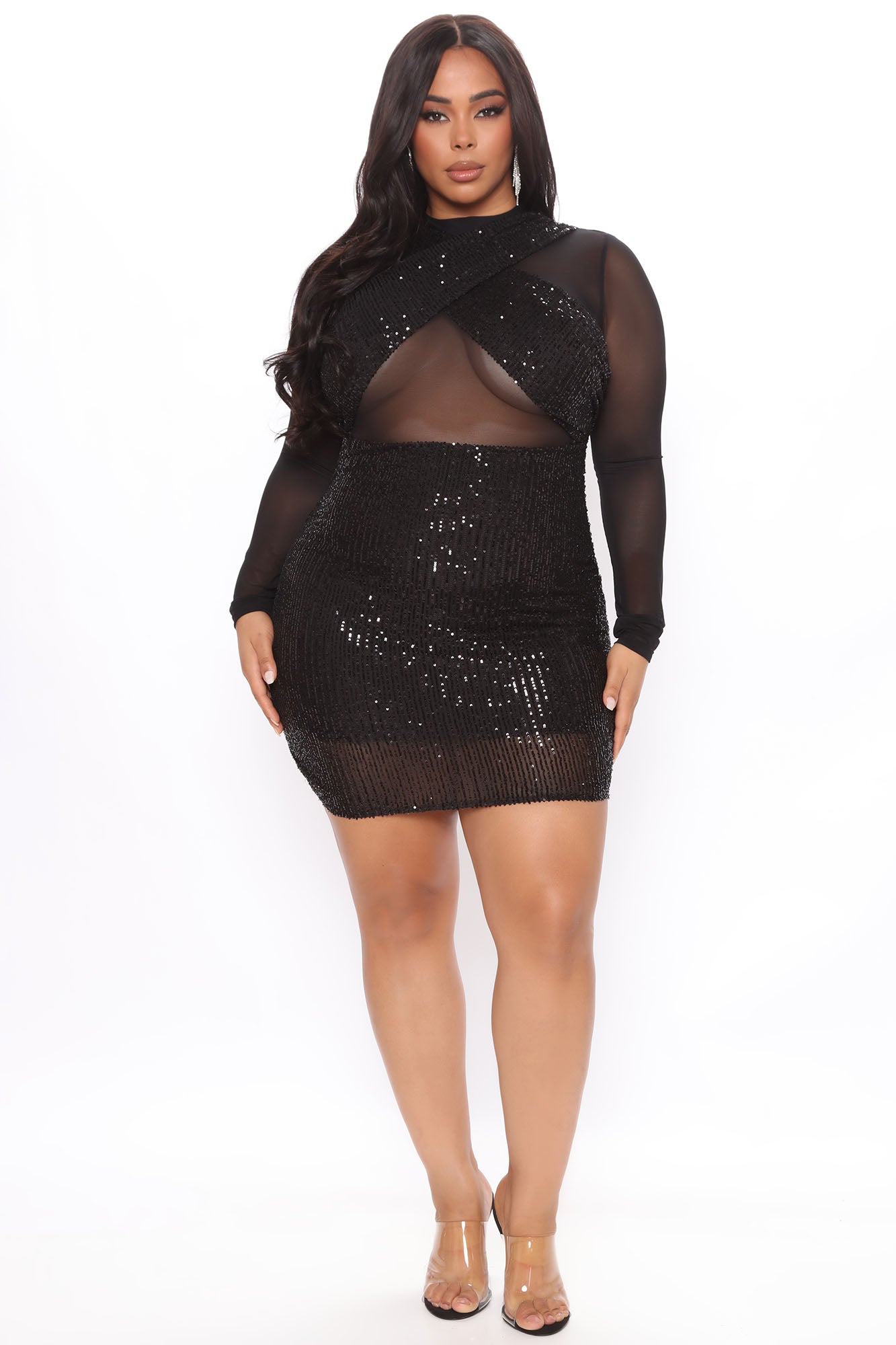 Here To Party Sequin Mini Dress - Black