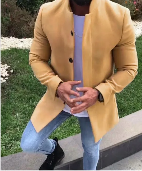 Fashion Lapel Collar Plain Slim Coat