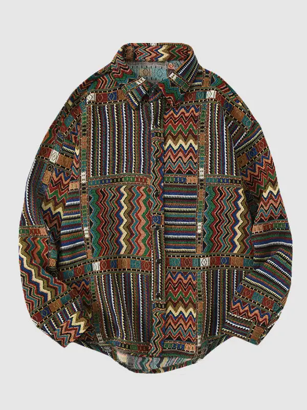 Men's Western Geometric Ethnic Vintage Blend Wool Jacket