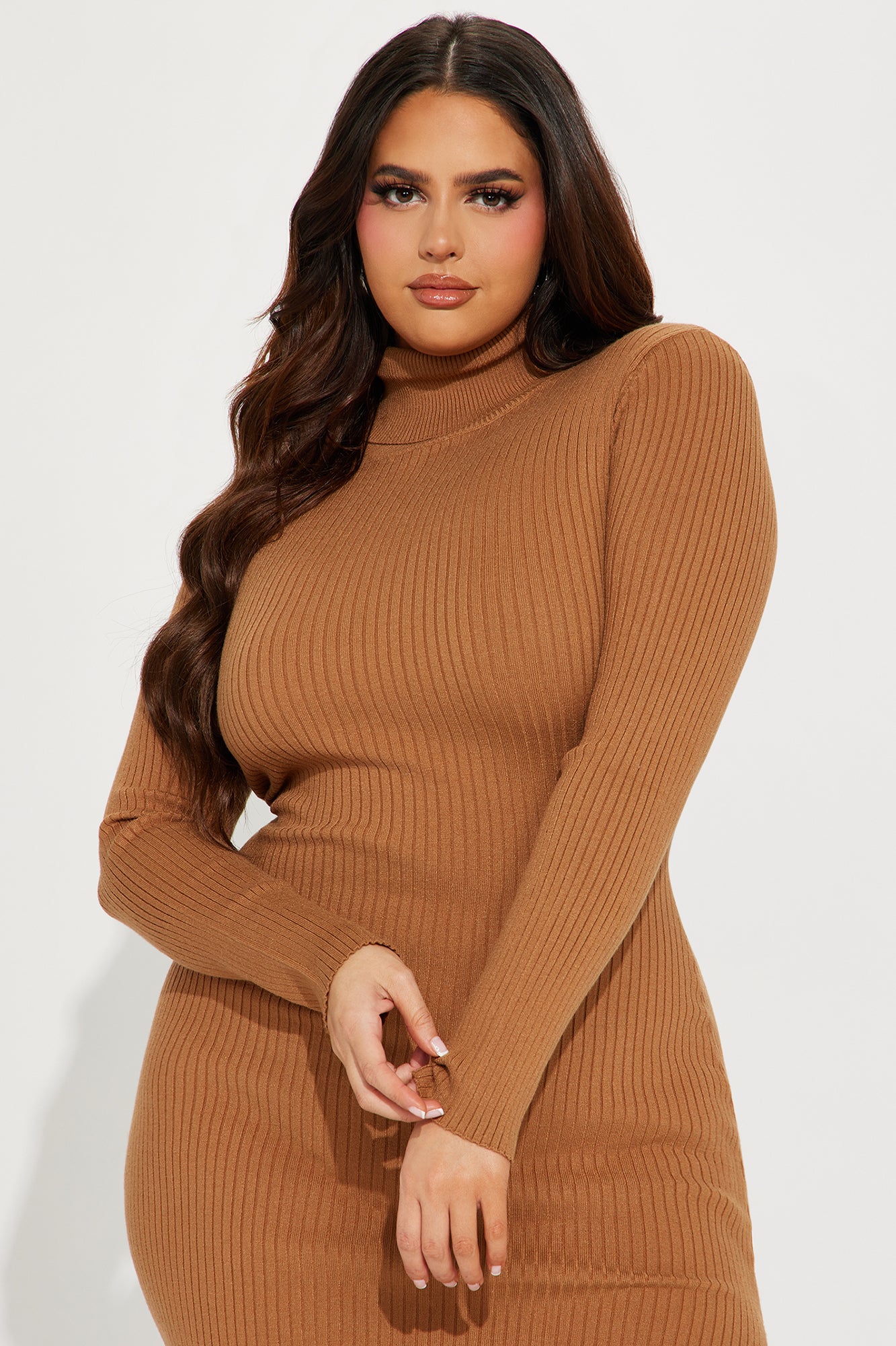 London Sweater Midi Dress - Cognac