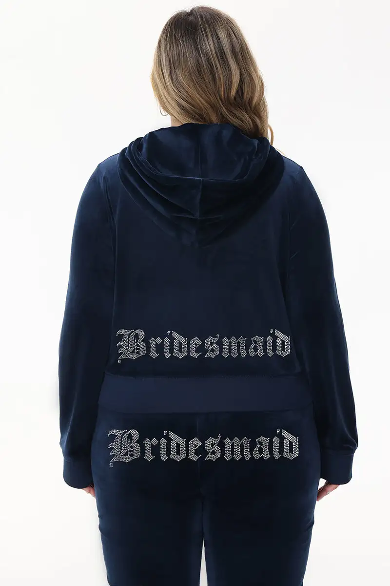 Bridesmaid Big Bling Velour Hoodie